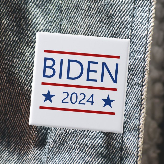Modern Joe Biden 2024 with Patriotic Red Lines Button (Creator Uploaded)