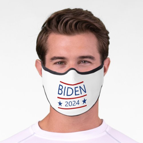 Modern Joe Biden 2024 with Patriotic Red Lines Premium Face Mask