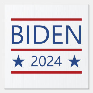 Modern Joe Biden 2024 with Patriotic Red Lines Sign