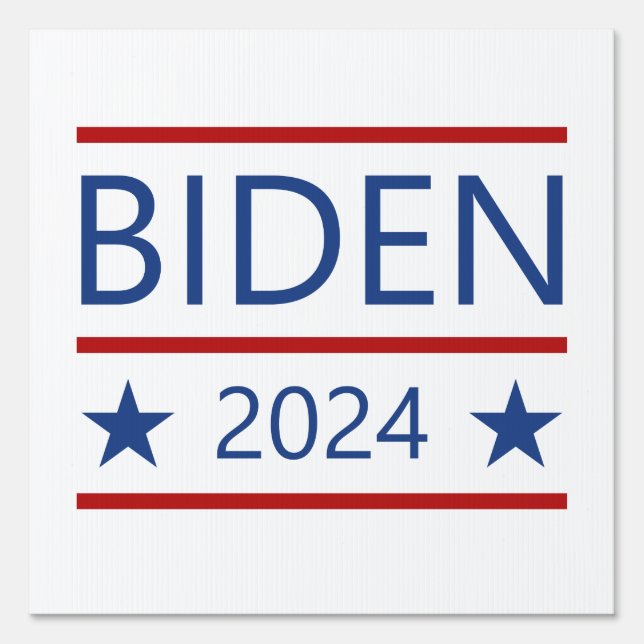 Modern Joe Biden 2024 with Patriotic Red Lines Sign (Front)
