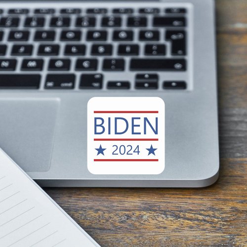 Modern Joe Biden 2024 with Patriotic Red Lines Square Sticker