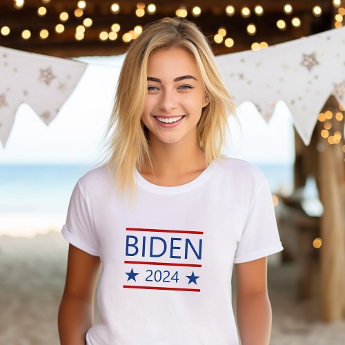 Modern Joe Biden 2024 with Patriotic Red Lines T_Shirt
