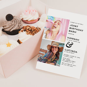 Modern Joint Birthday Party 2 Photo Invitation