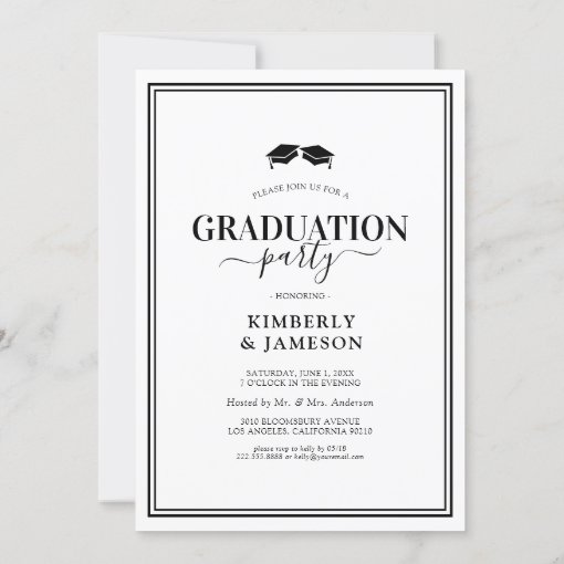 Modern Joint Graduation Party Invitations | Zazzle