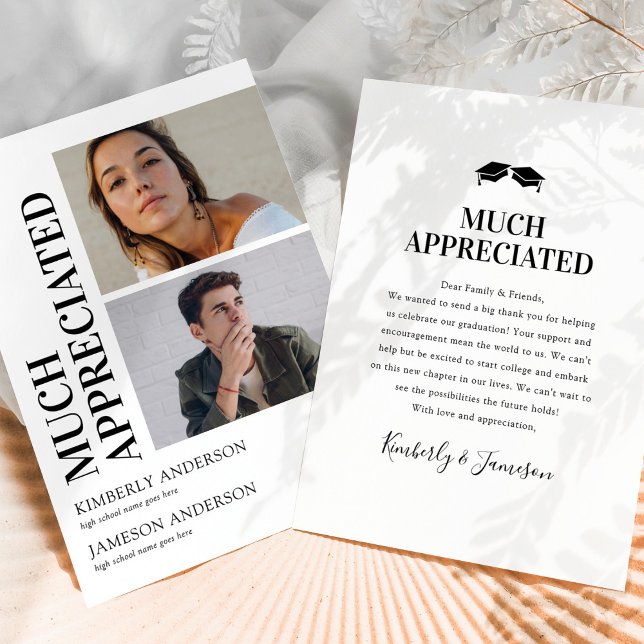 Modern Joint Graduation Thank You Card (Creator Uploaded)