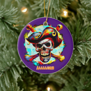 Modern Jolly Roger Ceramic Ornament
