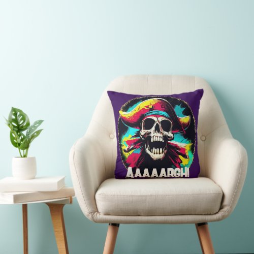 Modern Jolly Roger Throw Pillow