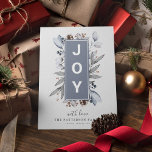 Modern 'JOY' Botanical Winter Foliage Christmas  Holiday Card<br><div class="desc">Modern JOY watercolor christmas holiday card. Featuring watercolour botanical winter foliage,  your family name and the year.</div>
