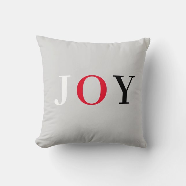Modern Joy Calligraphy on Silver Throw Pillow (Front)