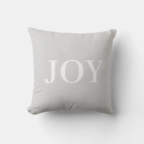 Modern Joy Calligraphy on Silver Throw Pillow