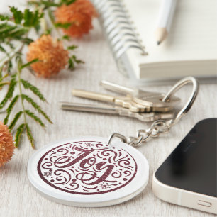 Modern Joy Christmas Round Mandela Keychain