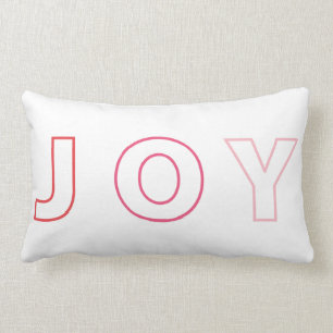 Modern Joy Color Block Red Pink Christmas Holiday Lumbar Pillow