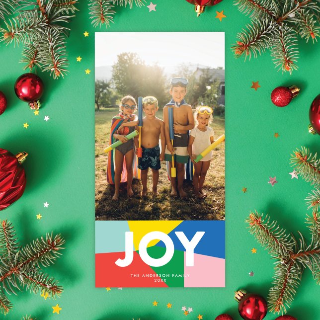 Modern JOY Colorful Mosaic Holiday Photo Card (Creator Uploaded)
