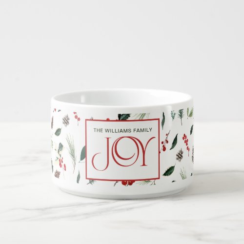 Modern Joy Festive Red Berry Botanical Christmas Bowl