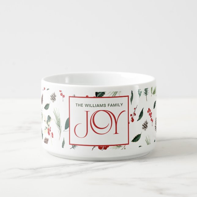 Modern Joy Festive Red Berry Botanical Christmas Bowl (Center)