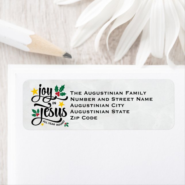 Modern Joy in Jesus Christian Christmas Address  Label (Insitu)