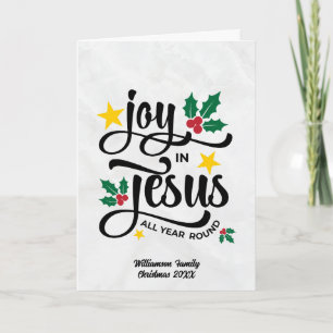 Modern Joy in Jesus Christian Christmas Holiday Card
