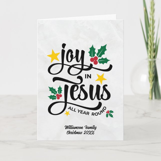 Modern Joy in Jesus Christian Christmas Holiday Card (Front)