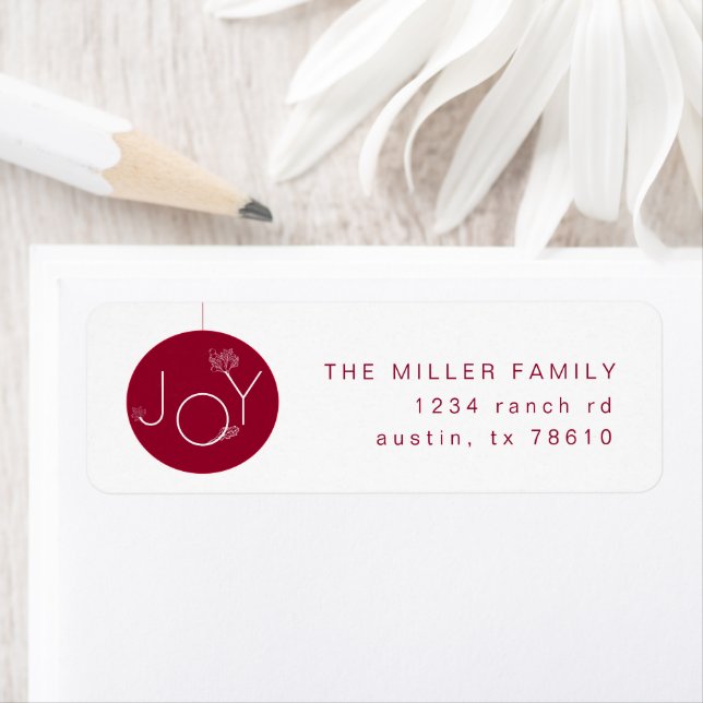 Modern Joy Ornament Holiday Return Address Label (Insitu)
