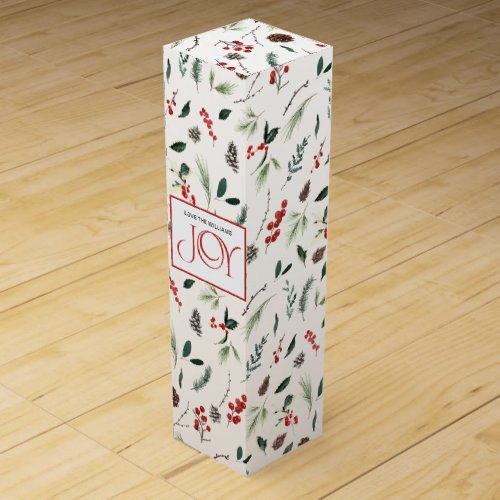 Modern Joy Red Festive Berry Botanical Christmas Wine Box