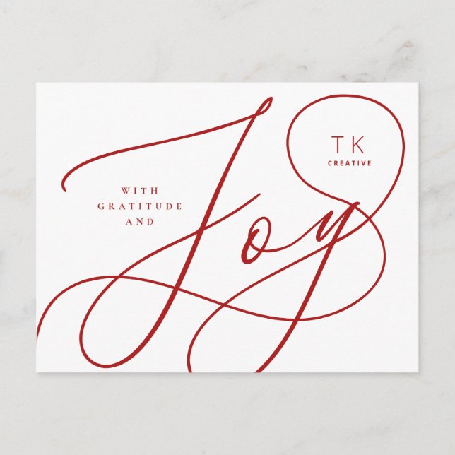 Modern Joy script corporate/business design Postcard (Front)