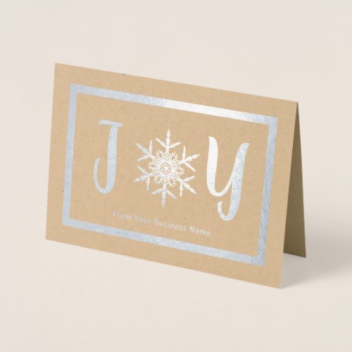 Modern Joy Silver Snowflake Business Holiday Foil Card