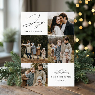 Modern Joy to the World 5 Photo Holiday Card