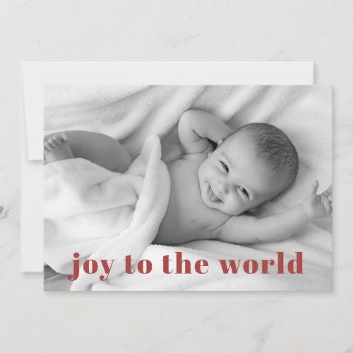 Modern Joy To The World Baby Photo Holiday Birth Announcement