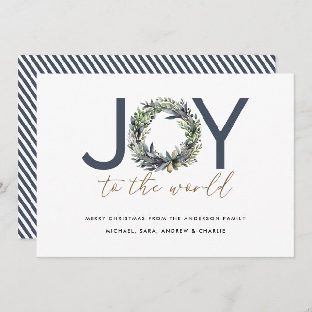 Modern Joy To The World Christmas Holiday Card (Front/Back)