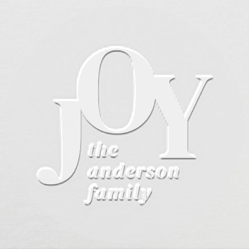 Modern Joy Typography Family Name Holiday Embosser