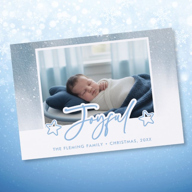 Modern Joyful Baby First Christmas Snow Letterpress Photo Cards (Modern Joyful Baby First Christmas Snow Letterpress Photo Cards)