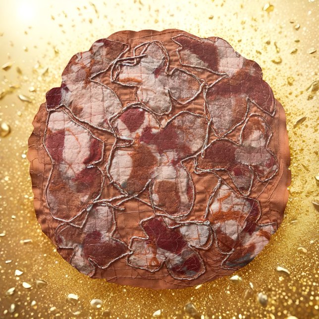 Modern joyful burnt orange butterflies embroidery  round pillow (Creator Uploaded)