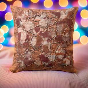 Modern joyful burnt orange butterflies embroidery throw pillow