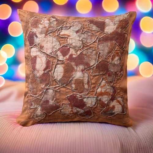 Modern joyful burnt orange butterflies embroidery  throw pillow