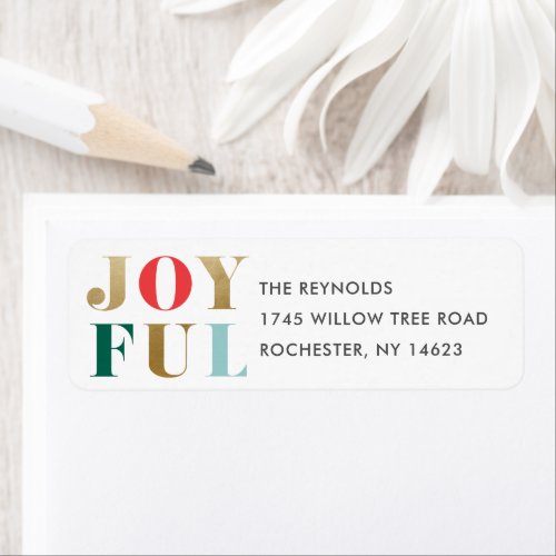 Modern Joyful Christmas Holiday Return Address Label