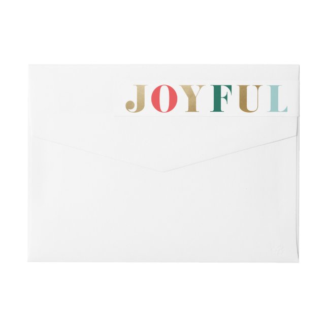 Modern Joyful Christmas Holiday Return Address Wrap Around Label (Back)