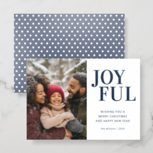 Modern Joyful Christmas Letterpress Photo Cards