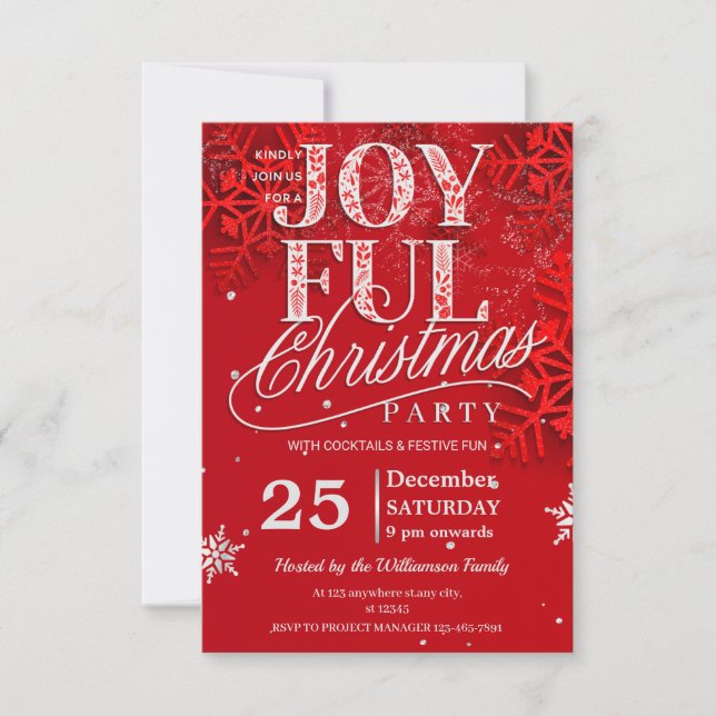 Modern Joyful Christmas Portrait Invitation (Front)