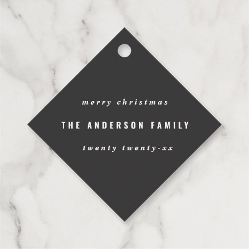 Modern joyful Christmas typography black and gold Favor Tags