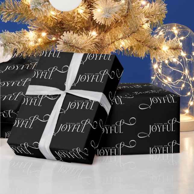 Modern Joyful Family Christmas  Wrapping Paper (Holidays)