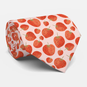 Modern Joyful Farmer Strawberry Fruit Food Pattern Neck Tie