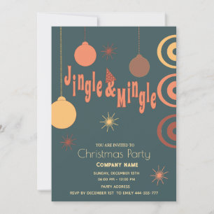 Modern joyful fun jingle and mingle holiday party invitation