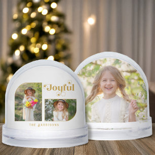 Modern Joyful Half Arch 2-Photo Snow Globe