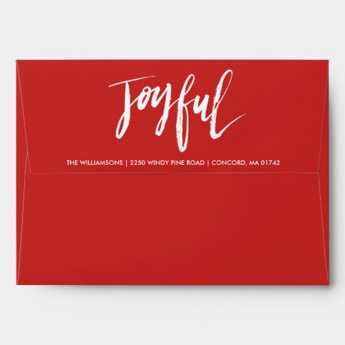 Modern Joyful Holiday Custom Red Return Address Envelope
