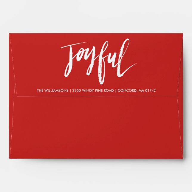 Modern Joyful Holiday Custom Red Return Address Envelope (Back (Top Flap))