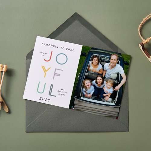 Modern Joyful Holiday New Year Photo Card