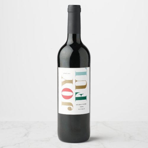 Modern joyful holiday wine label