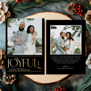 Modern Joyful Married Newlywed Merry Christmas Foil Holiday Card