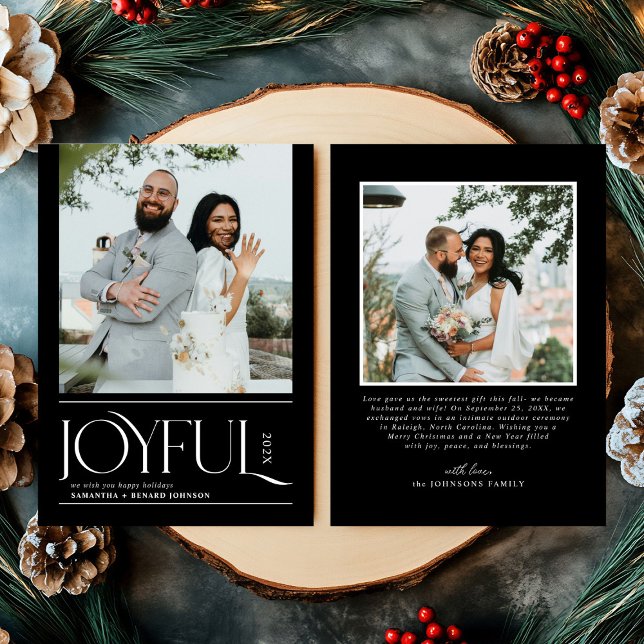 Modern Joyful Married Newlywed Merry Christmas Holiday Card (Creator Uploaded)