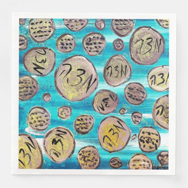 Modern Joyful Matzah Paper Dinner Napkins (Front)